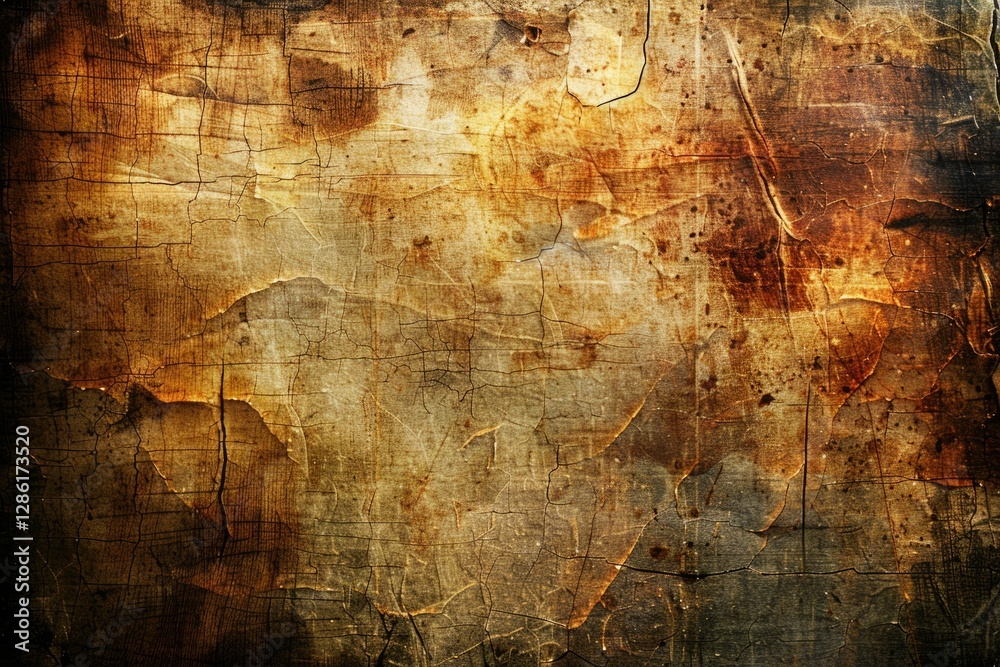 Abstract grunge texture with cracked, weathered brown and gold paint, evoking age and decay. Abstract grunge texture with cracked, weathered brown and gold paint, evoking age and decay.