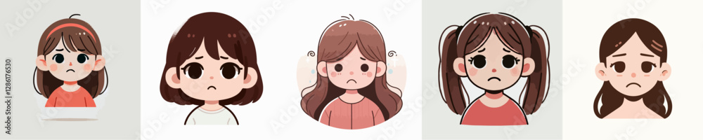 Vector of a sad and pensive child Vector of a sad and pensive child