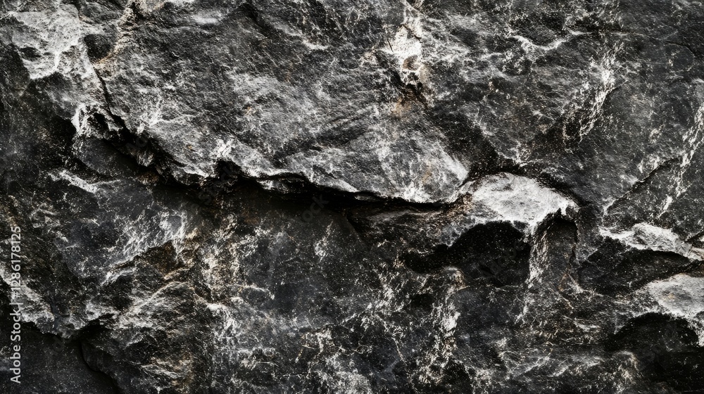 Fototapeta premium A black rock with white specks on it
