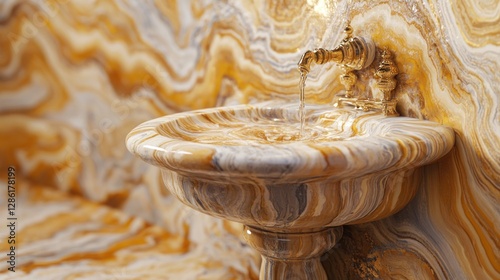 Golden Water Basin in Luxurious Marble Spa photo