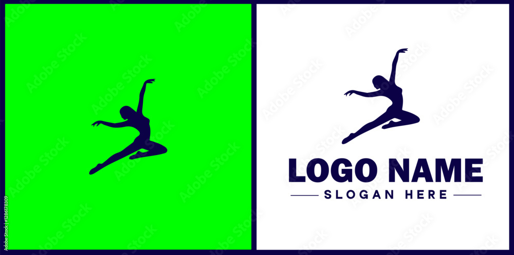 Naklejka premium Dance Studio icon Dance academy Dance school Dance center flat logo sign symbol editable vector