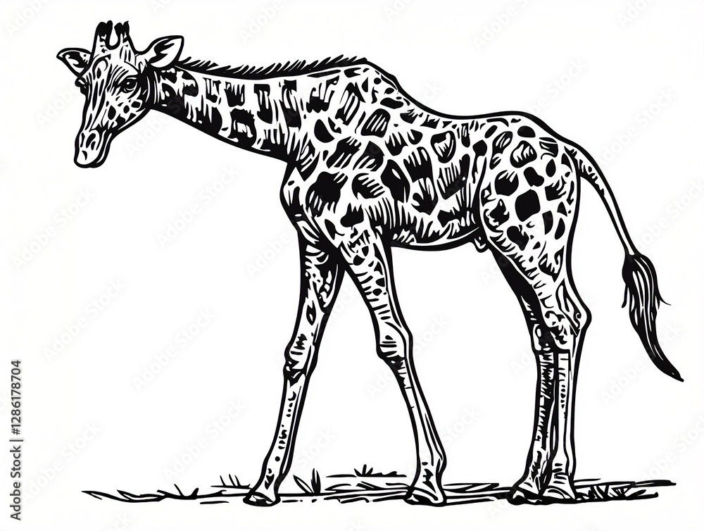 Fototapeta premium Creative Giraffe Isolation Artwork: Premium Monochrome Vector for Global Wildlife Designs and Apparel