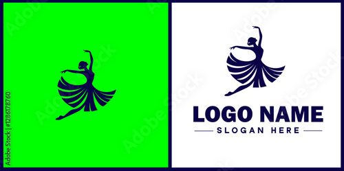 Dance Studio icon Dance academy Dance school Dance center flat logo sign symbol editable vector