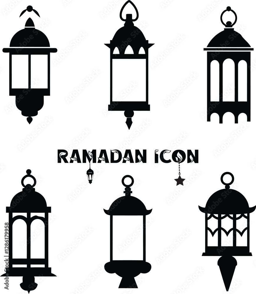 Modern Minimalist Ramadan Lantern Icon Set – Elegant Islamic Silhouette Design for Eid, Festive Decorations, Digital Art, Branding, Invitations, and Cultural Celebrations Modern Minimalist Ramadan Lantern Icon Set – Elegant Islamic Silhouette Design for Eid, Festive Decorations, Digital Art, Branding, Invitations, and Cultural Celebrations