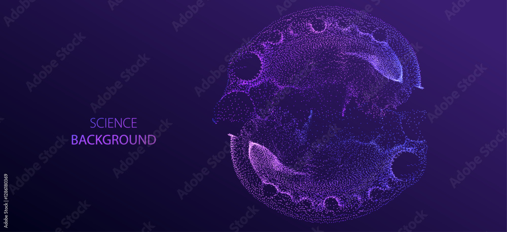 Naklejka premium paleontology artifacts, particles circle, science big data vector background