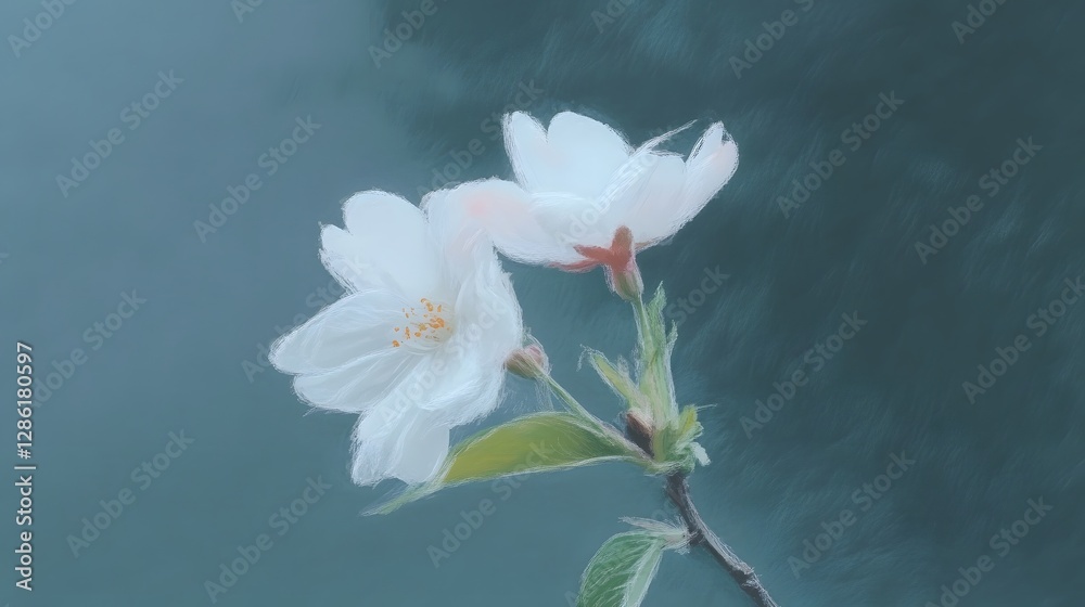 Ethereal white flower blossoms with delicate wispy petals in a serene lush garden scene The tranquil and uplifting image evokes a sense of natural beauty peacefulness and spiritual transcendence Ethereal white flower blossoms with delicate wispy petals in a serene lush garden scene The tranquil and uplifting image evokes a sense of natural beauty peacefulness and spiritual transcendence