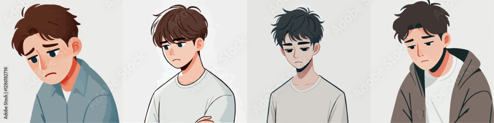 Vector collection of sad people Vector collection of sad people