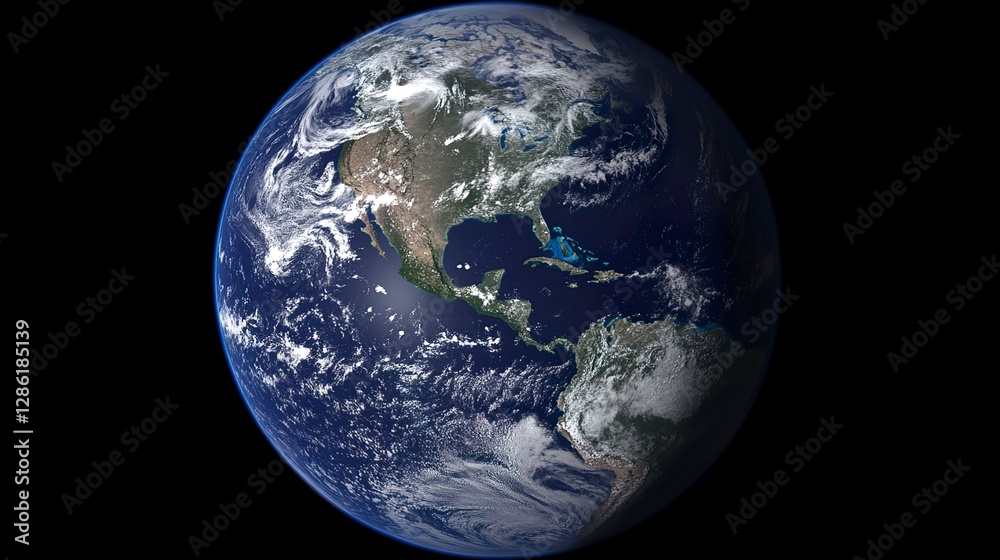 Stunning View of Earth from Space, Showing North and Central America Stunning View of Earth from Space, Showing North and Central America