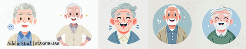 Vector collection of surprised and happy grandparents