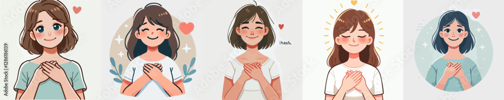 Vector collection of a person feeling grateful Vector collection of a person feeling grateful