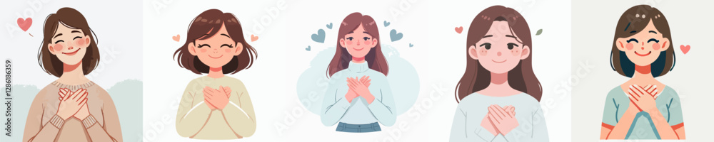 Vector collection of a person feeling grateful