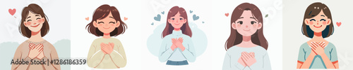 Vector collection of a person feeling grateful