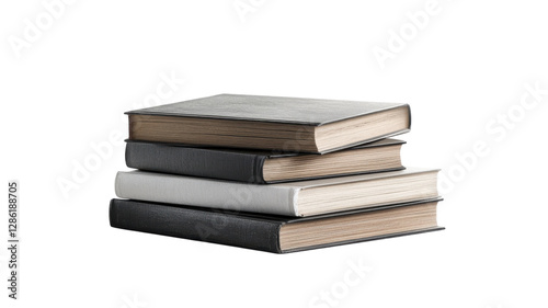 Obraz na płótnie Stacked books featuring various colors and textures on a solid background in a bright setting w salonie