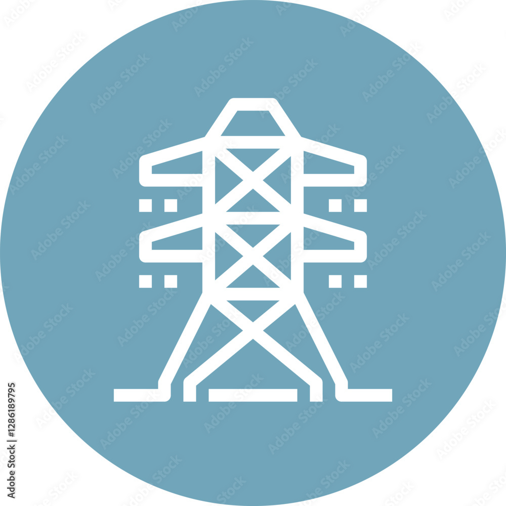 electricity tower flat line web icon concept electricity tower flat line web icon concept