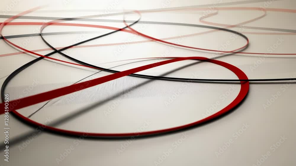 Abstract Red and Black Lines on White Background: A Study in Curves and Contrast Abstract Red and Black Lines on White Background: A Study in Curves and Contrast