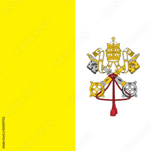 Official national flag of Vatican City State. High-resolution vector illustration of the official Vatican flag with Papal symbols and distinctive yellow and white colors