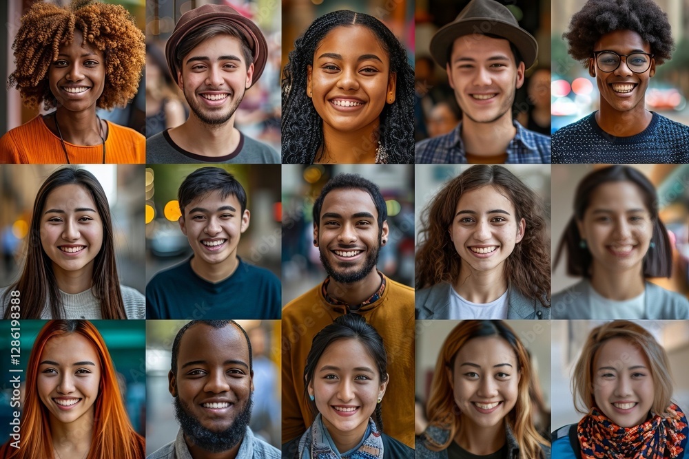 Collage Featuring a Range of Smiling Individuals from Various Ethnic Backgrounds Collage Featuring a Range of Smiling Individuals from Various Ethnic Backgrounds