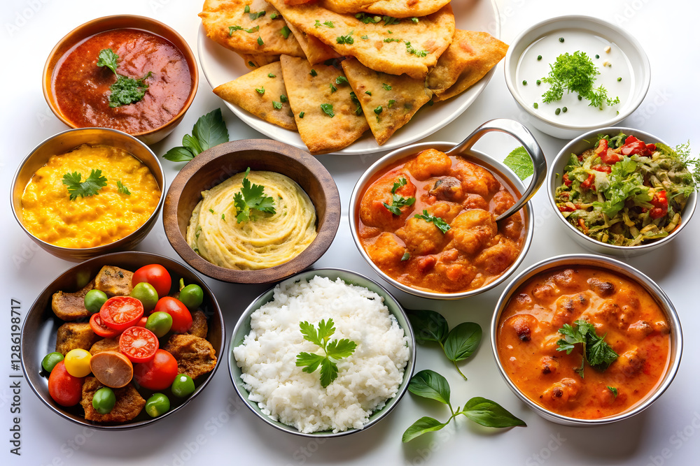 Delicious Indian Food Platter with Diverse Dishes Delicious Indian Food Platter with Diverse Dishes