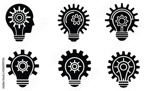 Skills icon logo set silhouette oh white background. 