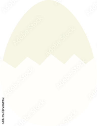 Breakfast egg.
Half peeled white boiled egg.
Flat stock vector isolated.
Transparent background.