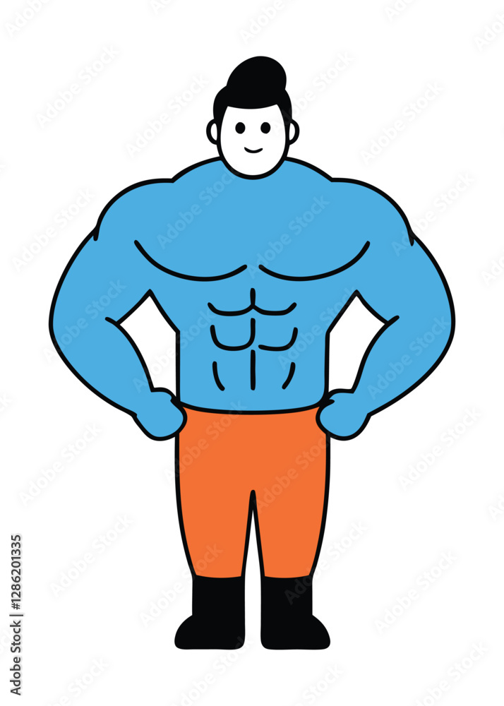 Muscular man with six pack and gives pose vector illustration Muscular man with six pack and gives pose vector illustration