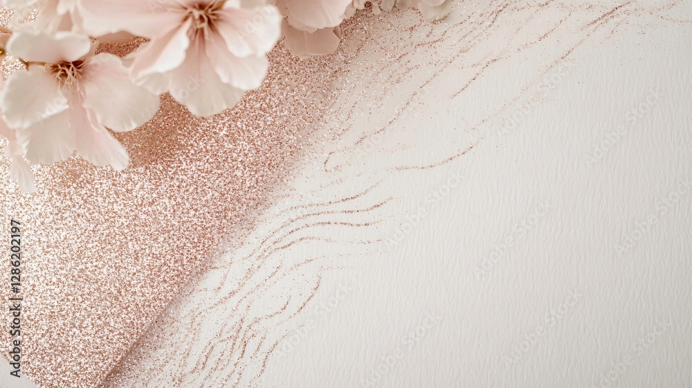 Delicate Rose Gold Texture with Cherry Blossoms Delicate Rose Gold Texture with Cherry Blossoms
