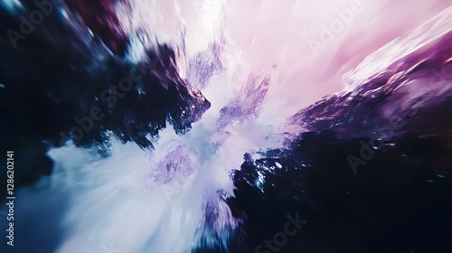 Captivating underwater scene featuring a mesmerizing blend of amethyst and chartreuse hues cinematic motion blur and depth of field creating an ethereal and dreamlike atmosphere at sunset