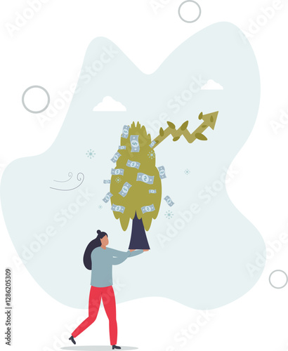 Economic growth in adverse conditions with profit success. Challenging time with money development and successful trading .flat character life .