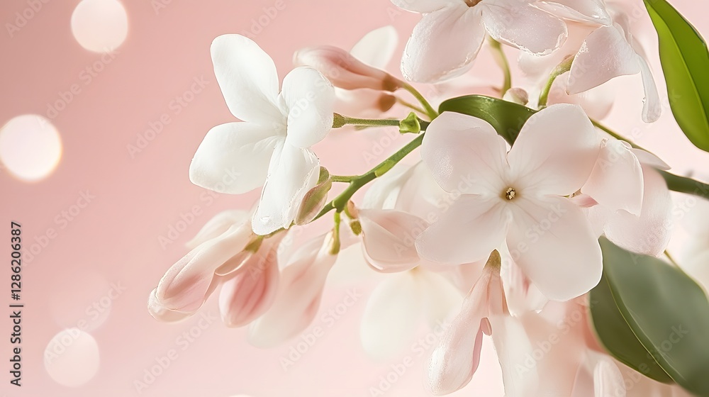 Fototapeta premium Delicate and Elegant Jasmine Flower in Full Bloom Representing the Beauty and Serenity of Nature This Floral Photograph Captures the Soft Fragrant and Calming Essence of the Jasmine Plant