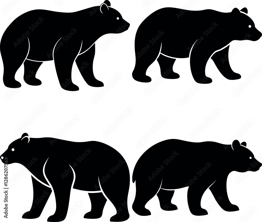 Fototapeta premium Bear Silhouette Vector Icon Ideal for Outdoor & Adventure Projects.