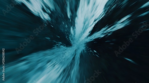 Turquoise aquamarine and teal underwater abstract with cinematic motion blur depth of field and shimmering light rays at sunset