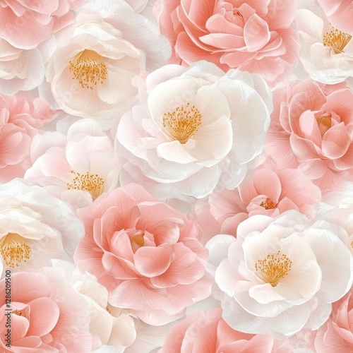 Pink and White Rose Close Up Soft Lighting Romantic Floral Background