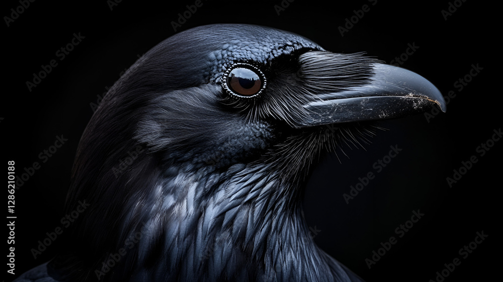 Dark moody portrait of a raven, close-up, gothic, high contrast, hyper-realistic, 8K, mysterious Dark moody portrait of a raven, close-up, gothic, high contrast, hyper-realistic, 8K, mysterious