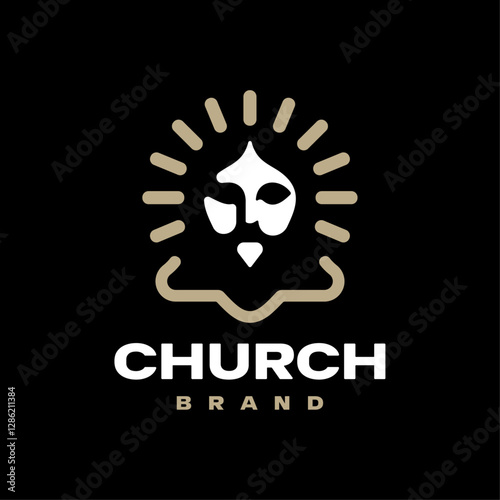 Jesus-Inspired Mark with Radiant Light Rays – Spiritual Logo Design
