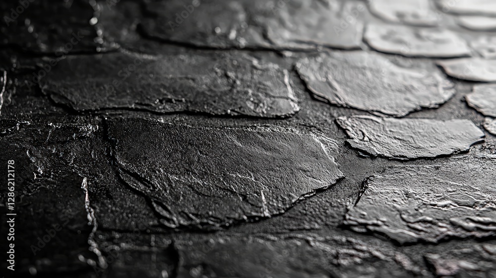 Closeup of a textured cracked surface in black and white photography Closeup of a textured cracked surface in black and white photography