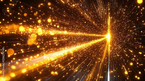 Brilliant burst of bright yellow light against a dark and mysterious background