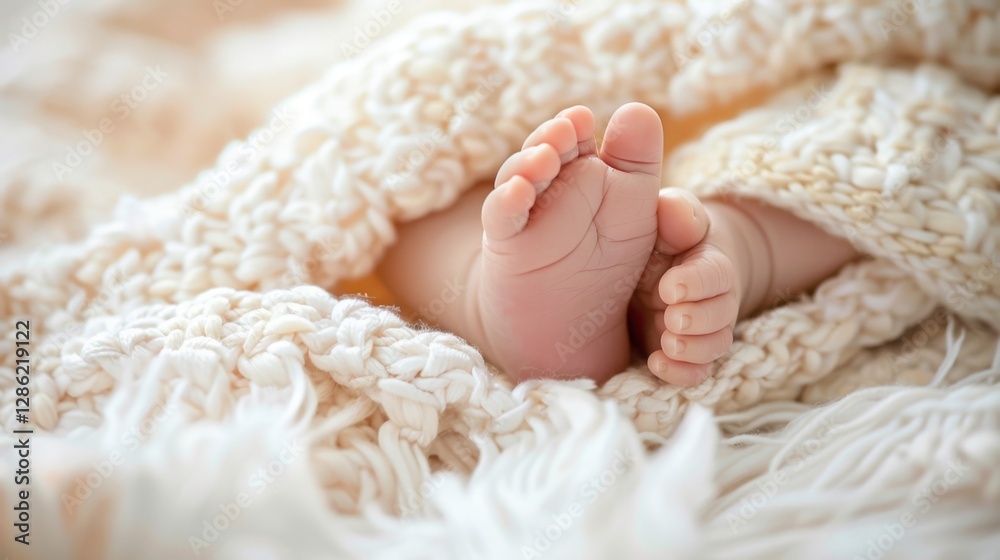 Newborn baby's delicate feet resting on a soft blanket, symbolizing the beginning of life and birth announcement, capturing the essence of new beginnings and family joy. Newborn baby's delicate feet resting on a soft blanket, symbolizing the beginning of life and birth announcement, capturing the essence of new beginnings and family joy.