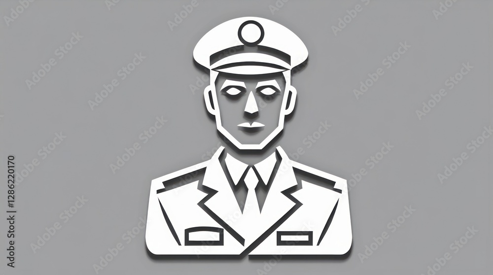 Officer in Uniform, Icon, Symbol, Security, Professional Officer in Uniform, Icon, Symbol, Security, Professional