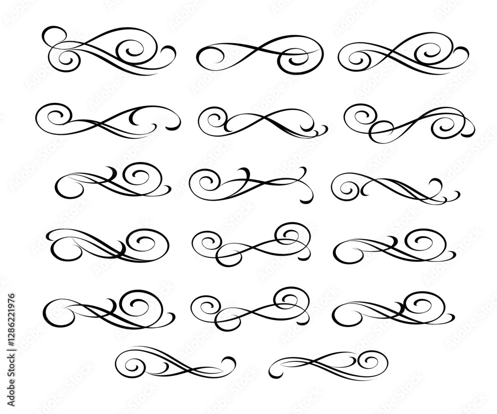 Set of decorative elements for design isolated, editable. From the largest and best collection of decorative elements . Set of decorative elements for design isolated, editable. From the largest and best collection of decorative elements .