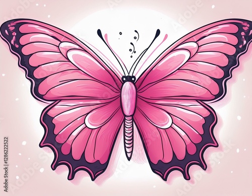 pink buterfly hand drawn design