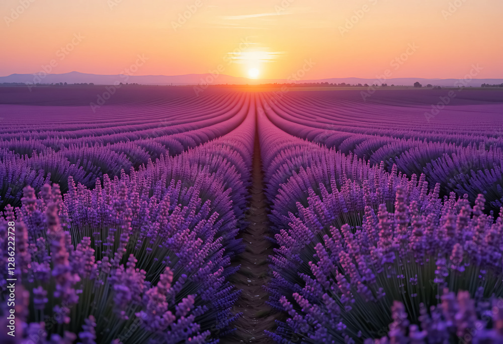 Obraz premium Sunset Over Lavender Fields 