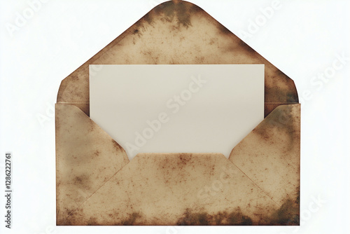 Vintage Letter's Invitation: An aged, weathered envelope, evoking nostalgia, holds a blank letter, a symbol of communication and anticipation.
