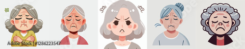 Vector of a sulking and angry grandfather and grandmother