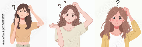 Vector of a person feeling confused while scratching his head