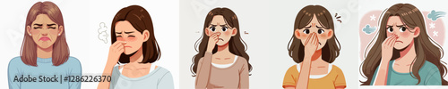 Vector of a person covering his nose
