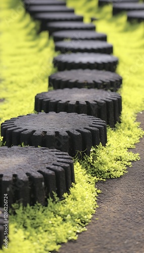 Circular Pathway Through Green Garden photo