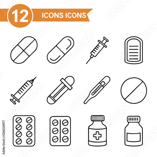 Pharmaceutical Symbols Editable Stroke Icons