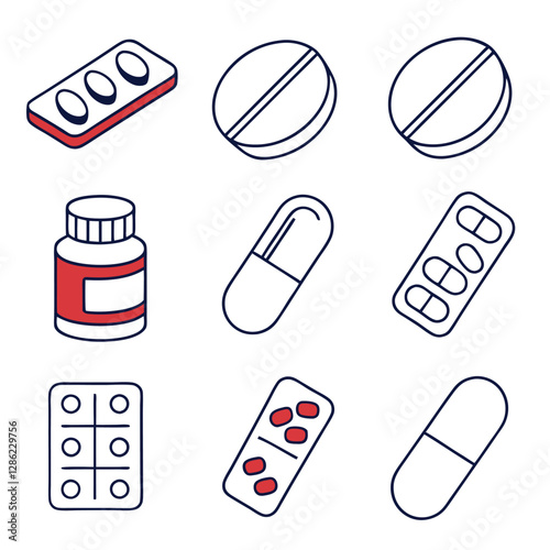 Medical Dosage Outline Icon Pack