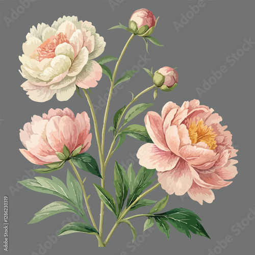 vector illustration of peony flowers