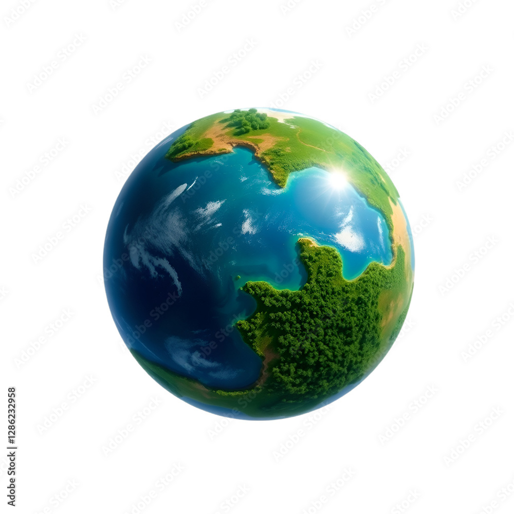 Fototapeta premium 3D View of Earth Emphasizing Eco-Friendly Elements